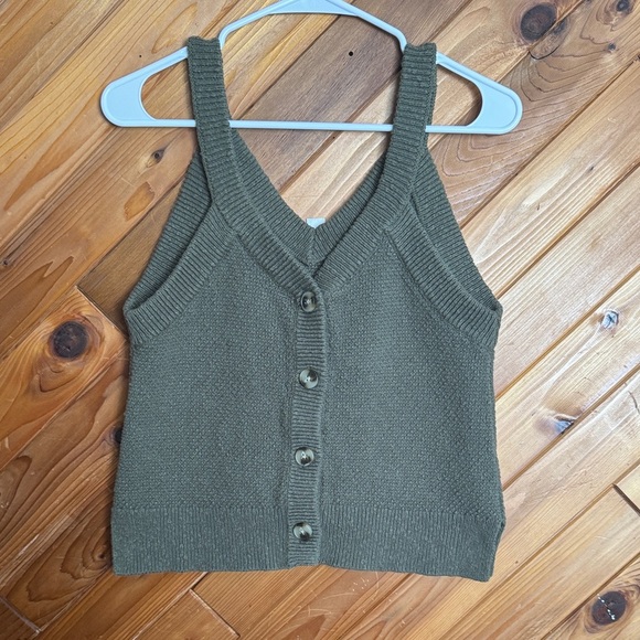 Madewell Olive Sweater Button-Up Tank Top Size Small - Picture 2 of 6